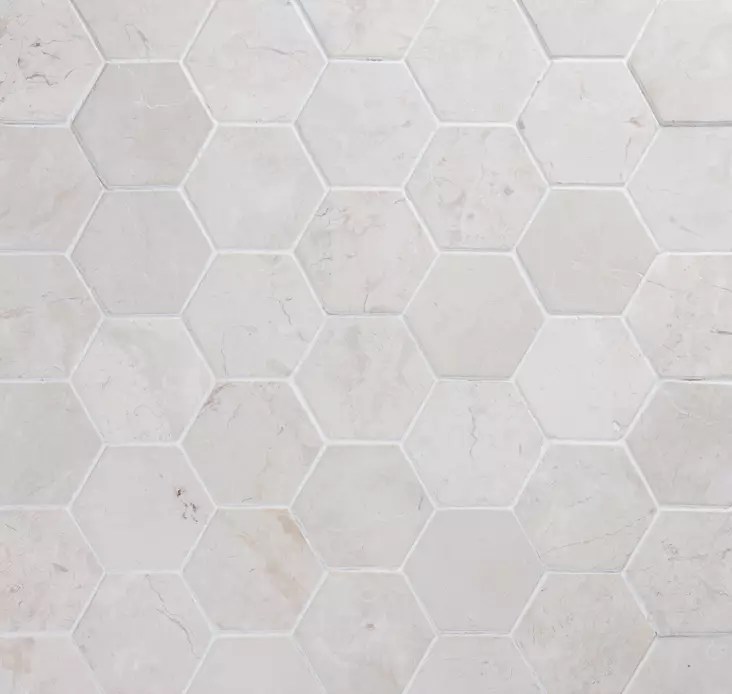 Luonnonkivimosaiikki, Vaalea Hexagon, 10x10 cm - Luonnonkivimosaiikit - 2119 - 1